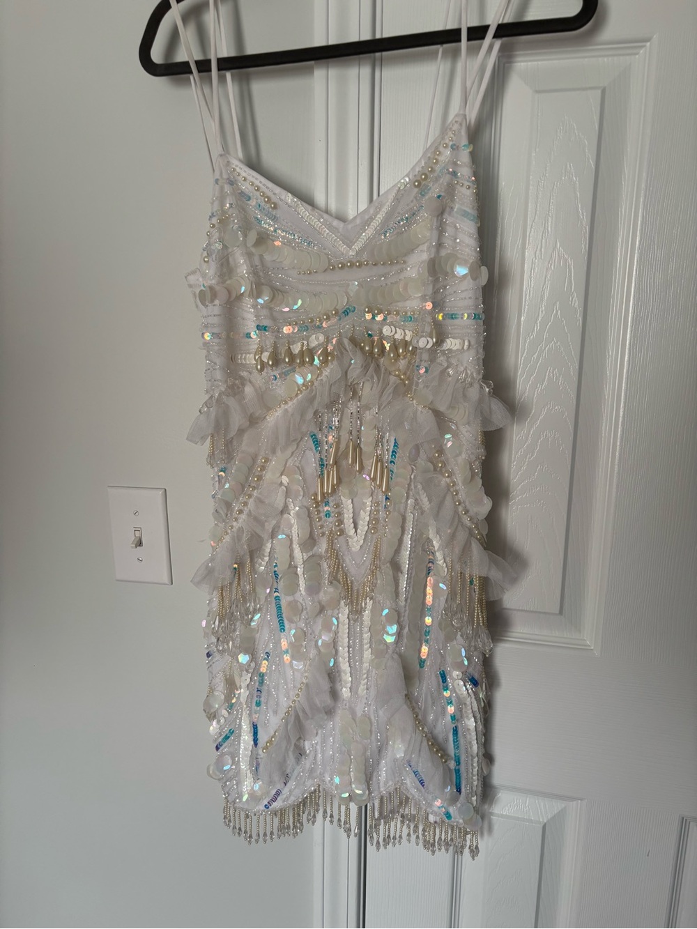 ASOS White Sequin & Fringe Party Dress
